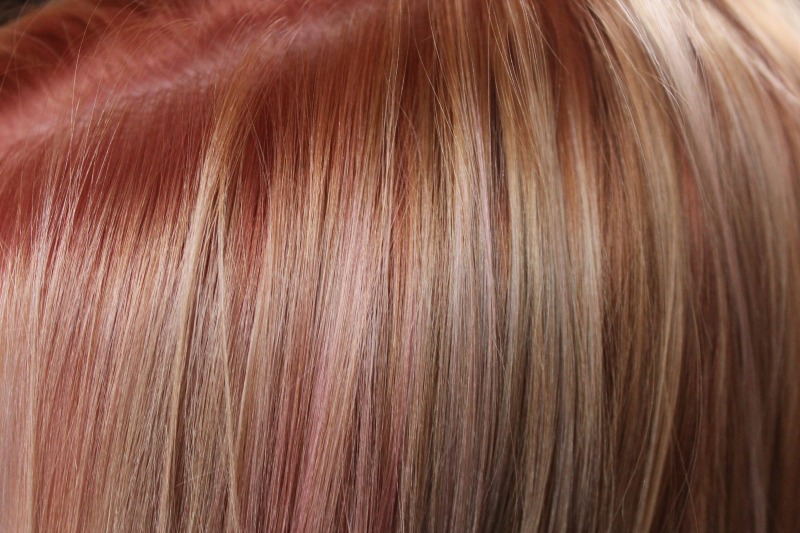 A close-up of Victoria Genevieve's 'Unicorn Opal' hair by Symon May, The Chapel Tunbridge Wells